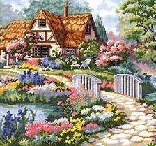 Схема вышивки «домик у озера»