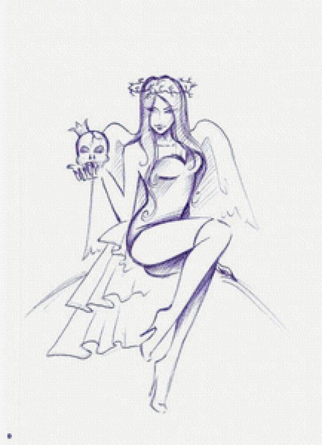 Падший ангел - ангел, демон, череп - предпросмотр