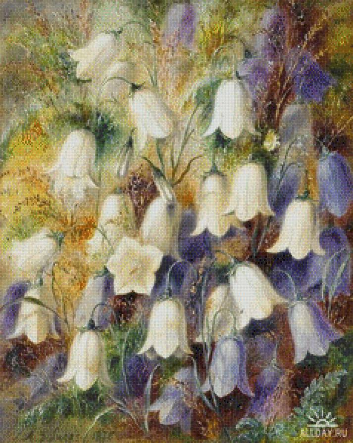 Колокольчики - акварель, колокольчики, цветы - предпросмотр