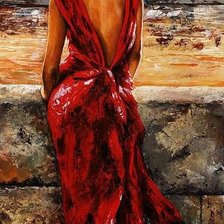 Схема вышивки «итальянка в красном»