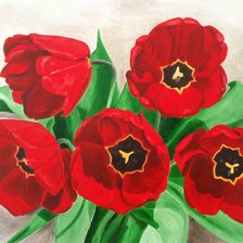 Схема вышивки «TULIPANES ROJOS CZERWONE TULIPANY»