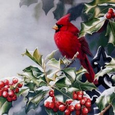 Схема вышивки «зимняя птичка»