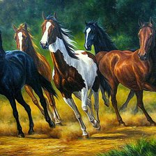 Схема вышивки «кони»