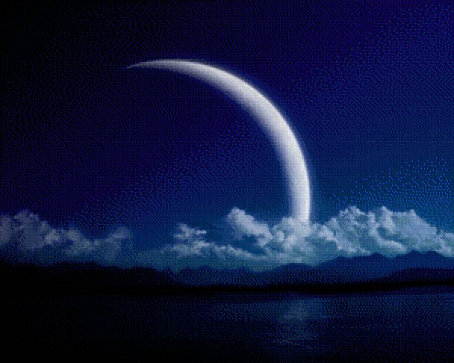 Растет красавица, растет... - ночь, небо, вода, луна - предпросмотр