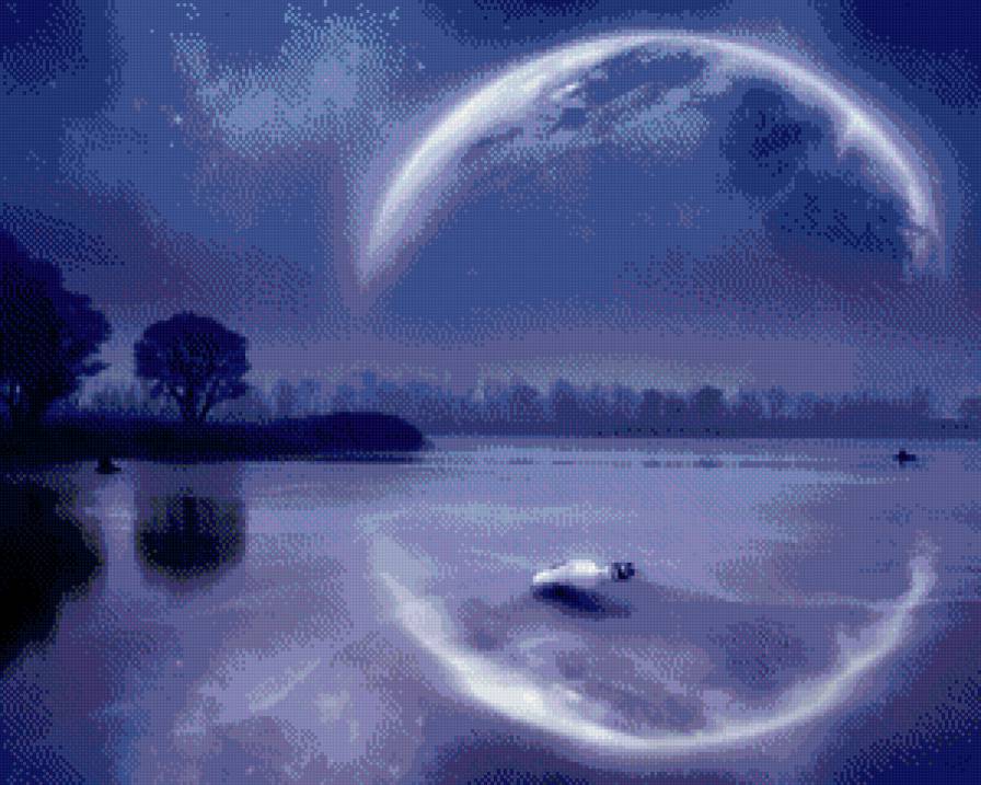 Мечты сбываются - небо, ночь, луна, вода - предпросмотр