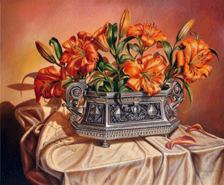 лилии - картина, цветы - предпросмотр