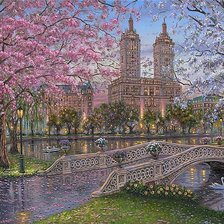 Схема вышивки «городской парк весной»