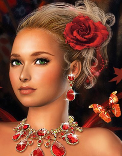 Дама с розой - девушка, красавица - оригинал