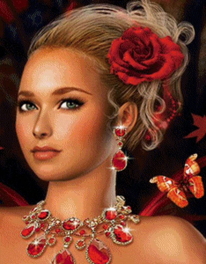 Дама с розой - девушка, красавица - предпросмотр