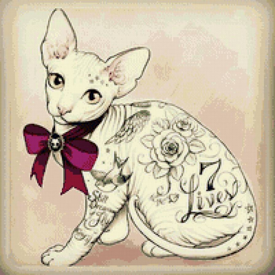 пин - ап кот - пин - ап, кошка, сфинкс, тату - предпросмотр