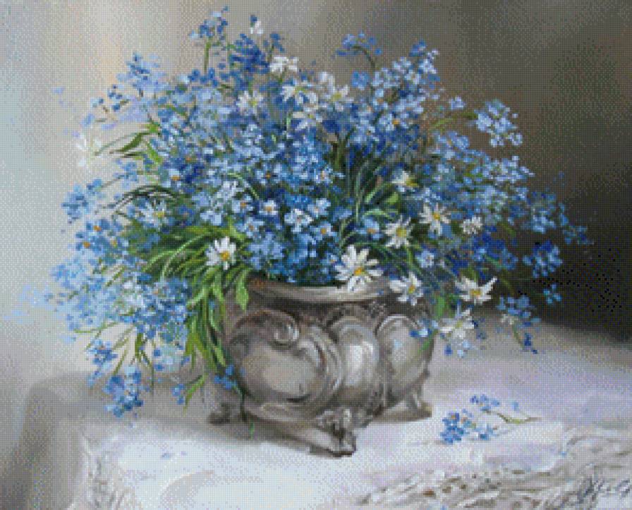 Незабудки - ваза, цветы, незабудки - предпросмотр