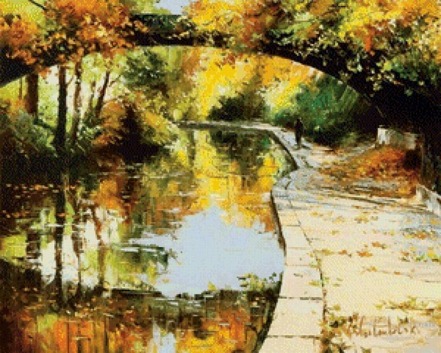 Осенняя дорожка - вода, осень - предпросмотр