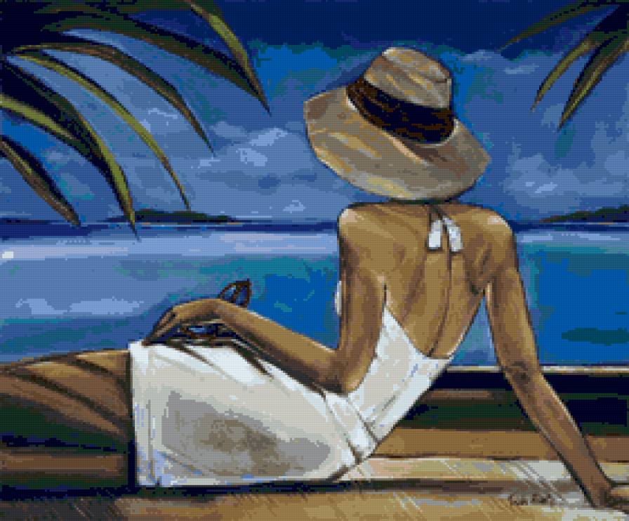 Лазурный берег. Биддл Триш - люди, живопись, море, девушка, дама - предпросмотр