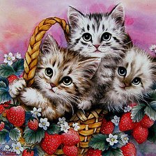 Схема вышивки «Котята в корзинке»