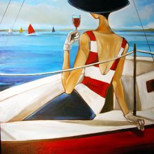 Схема вышивки «девушка на яхте»