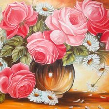 Схема вышивки «розы и ромашки»