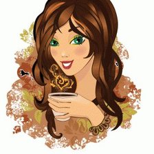 Схема вышивки «Девушка с кофе»