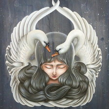 Схема вышивки «Девушка и лебеди»