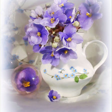 Схема вышивки «нежные цветы в вазе»