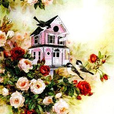 Схема вышивки «птичий домик»