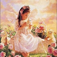 Девочка с котятами