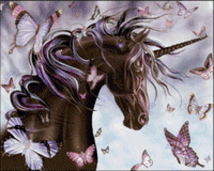 единорог - бабочки, лошадь - предпросмотр