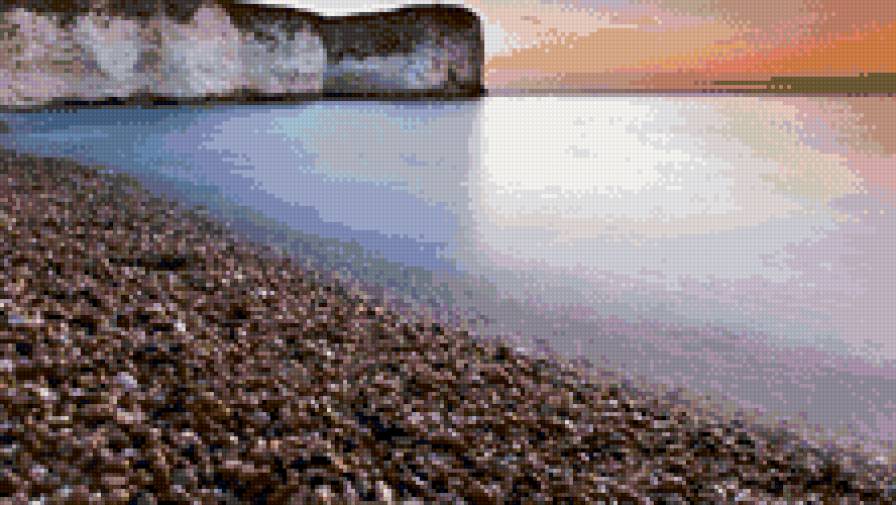 берег - горизонт, море, галька, берег - предпросмотр