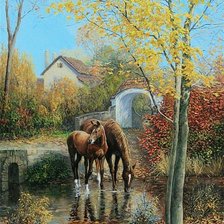 Схема вышивки «Jesien-konie»