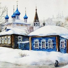 Схема вышивки «деревенская улица»