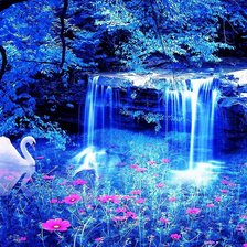 Схема вышивки «лебедь у водопада»