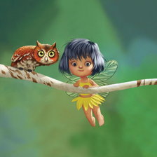 Схема вышивки «Фея и сова»