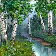 Схема вышивки «березовый лес»