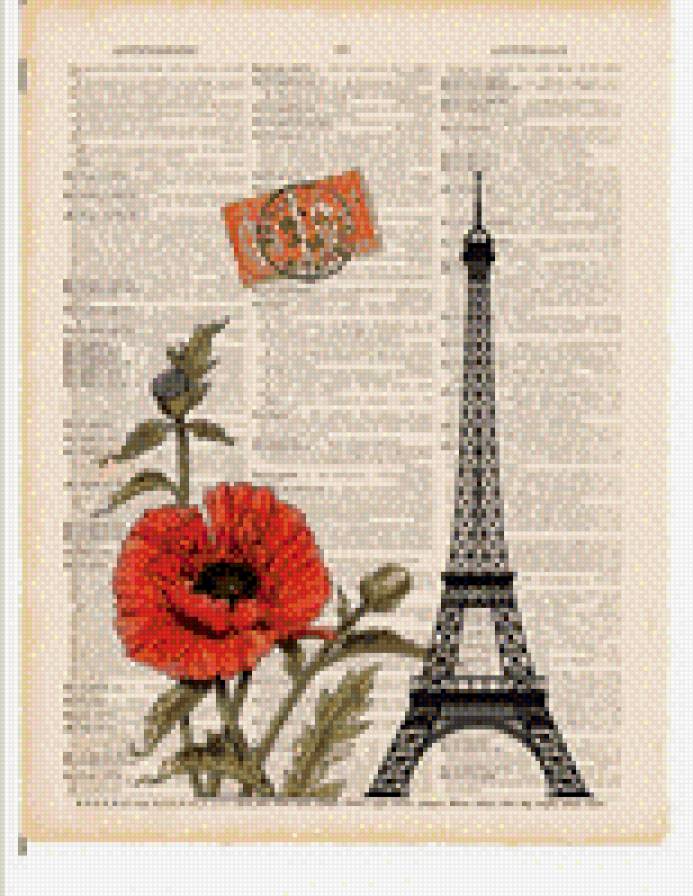 Страница газеты - газета, эйфелева башня, цветы - предпросмотр