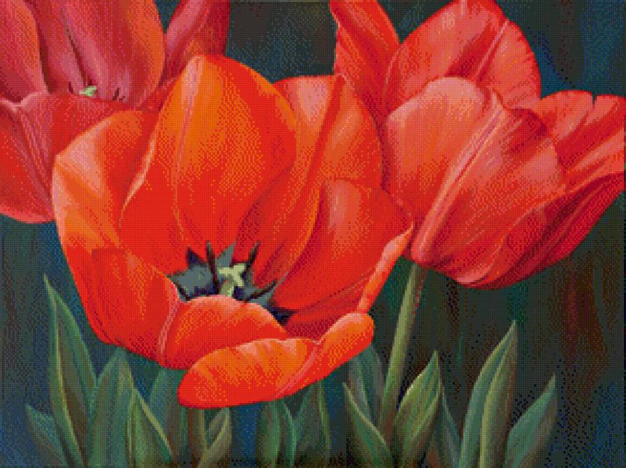 Тюльпаны - тюльпаны, живопись, букет, цветы - предпросмотр