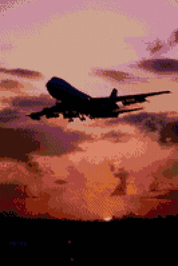 Самолет - закат, небо, самолет - предпросмотр