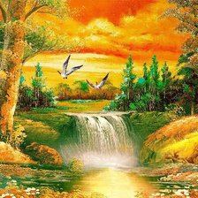 Схема вышивки «над озером»