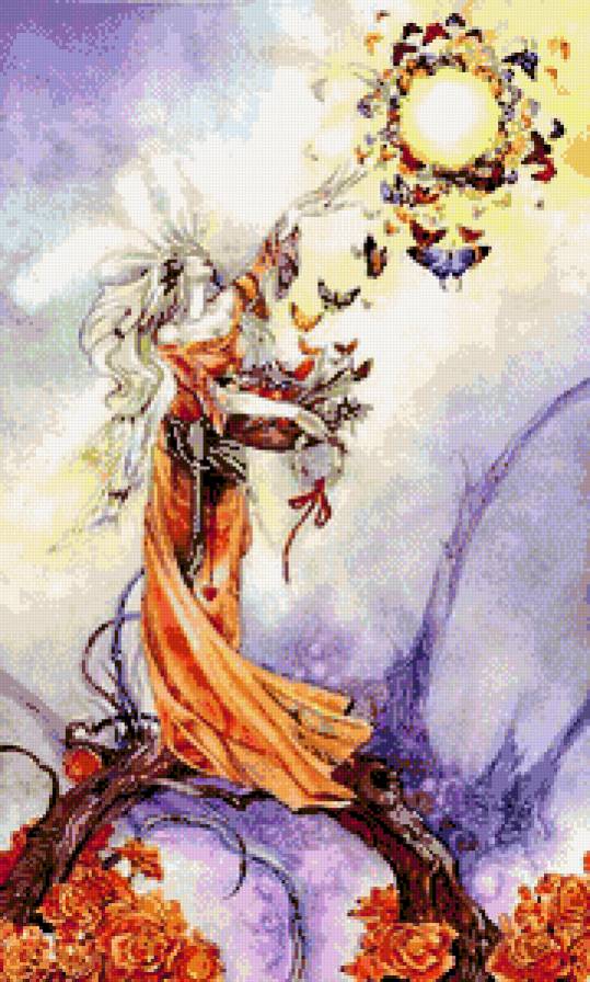 Макошь - фэнтези, бабочки, девушка - предпросмотр