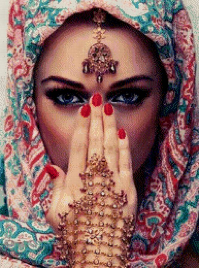 восточная девушка - картина, лицо, люди, женщина, взгляд, восток - предпросмотр