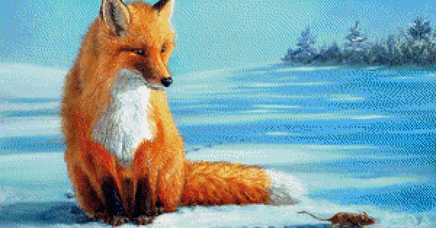 №648723 - лиса, охота, снег, мышь - предпросмотр