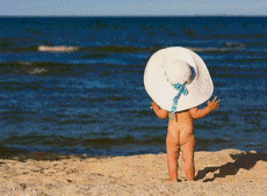 ребёнок в панаме - берег, горизонт, дети, море - предпросмотр