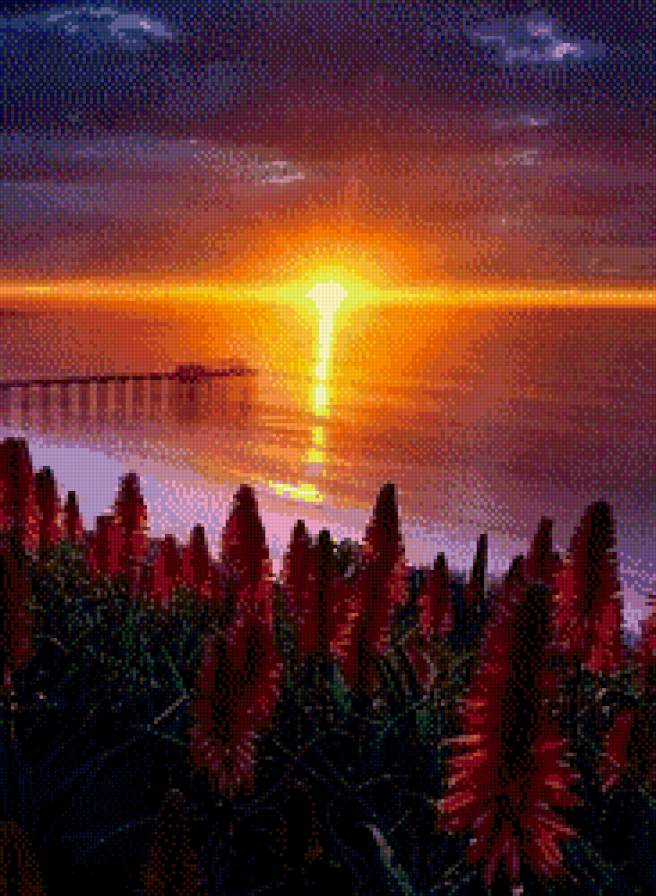 рассвет - солнце, отражение, море, горизонт, облака, восход - предпросмотр