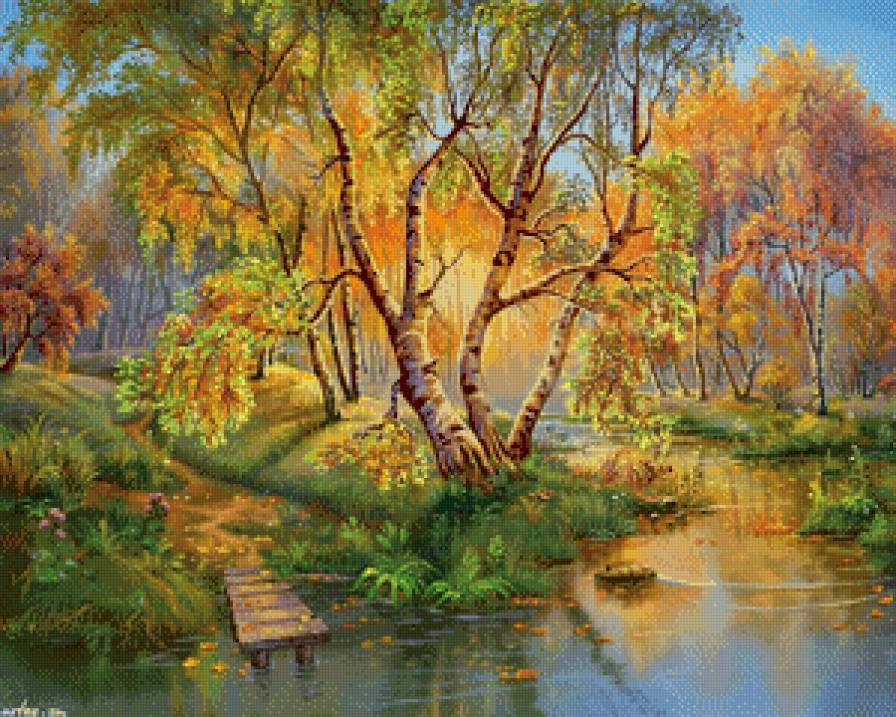 №648783 - березы, ручей, лето - предпросмотр