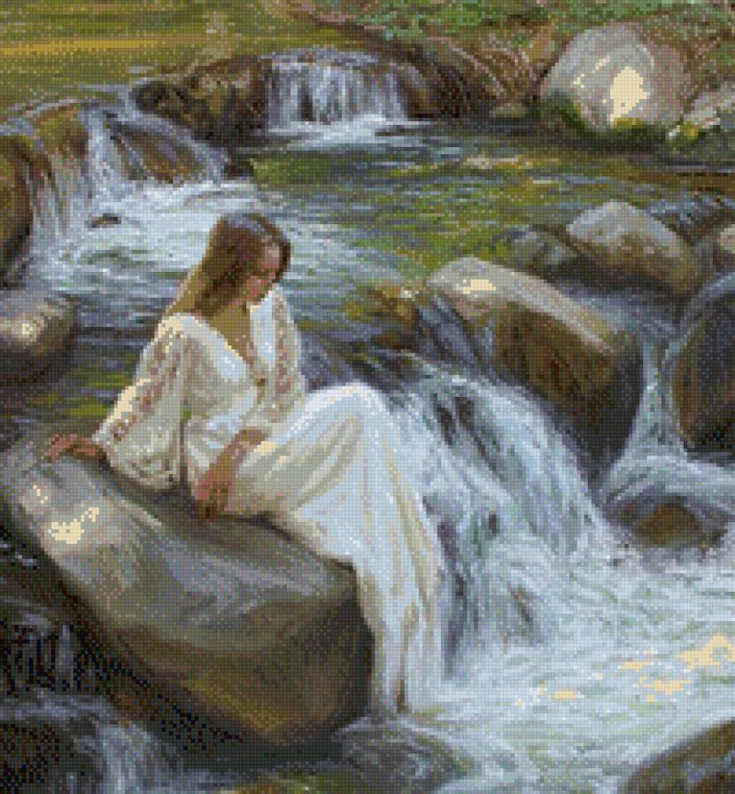 Купальщица - девушка река картина - предпросмотр