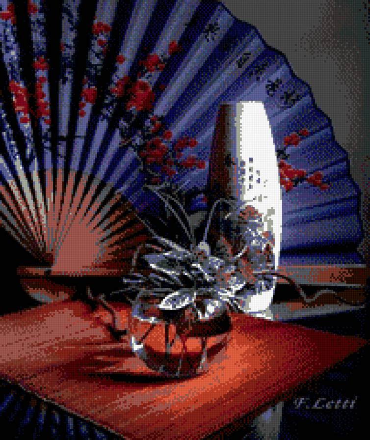 НАТЮРМОРТ С ВЕЕРОМ - ваза, веер, натюрморт - предпросмотр