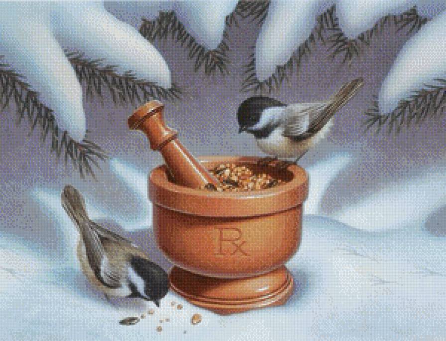 Зима - ричард каудри, живопись, птицы - предпросмотр