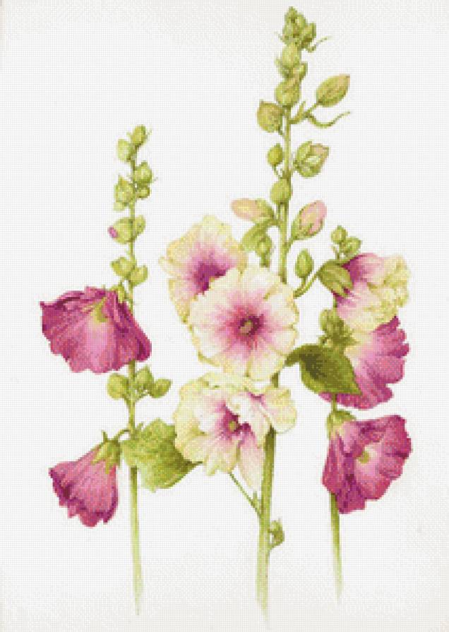 панно "мальвы" - цветы, мальвы, панно, картина - предпросмотр