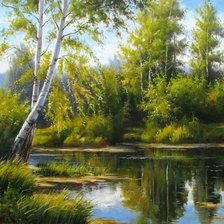 Схема вышивки «березка над водой»