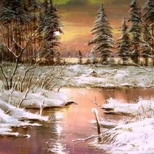 Схема вышивки «Серия "Пейзажи": Зимний пейзаж»