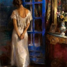 Схема вышивки «Девукша картина Vicente Romero Redondo»