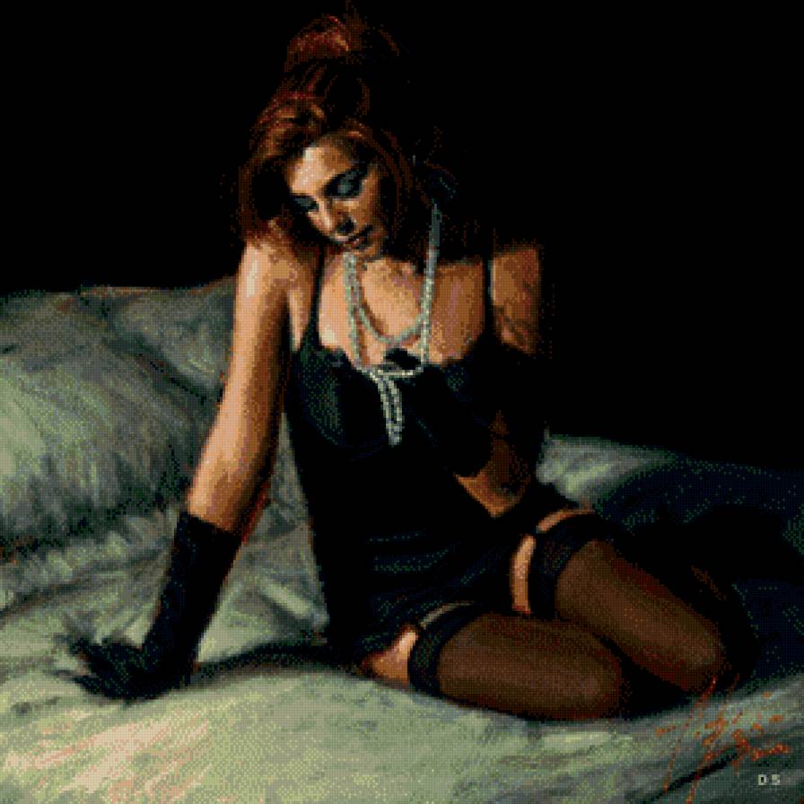 Последнее танго в Париже Fabian Perez Flamenco - девушка, fabian perez flamenco, картины маслом, бусы - предпросмотр